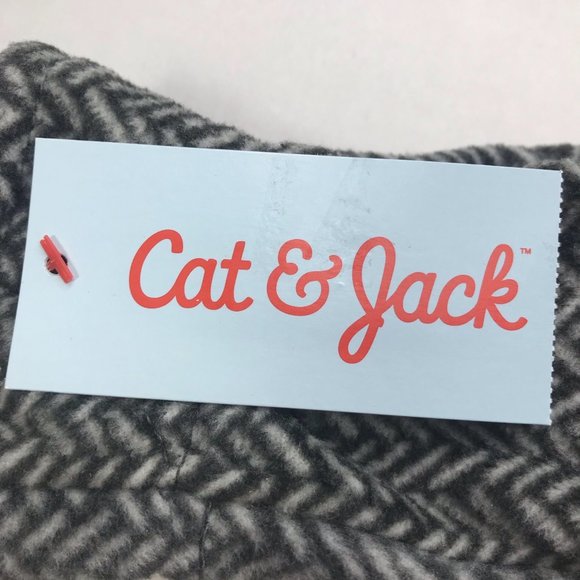 Cat and Jack Girl's Gloves and Hat Zig Zag Gray Green Pom New - Picture 2 of 14